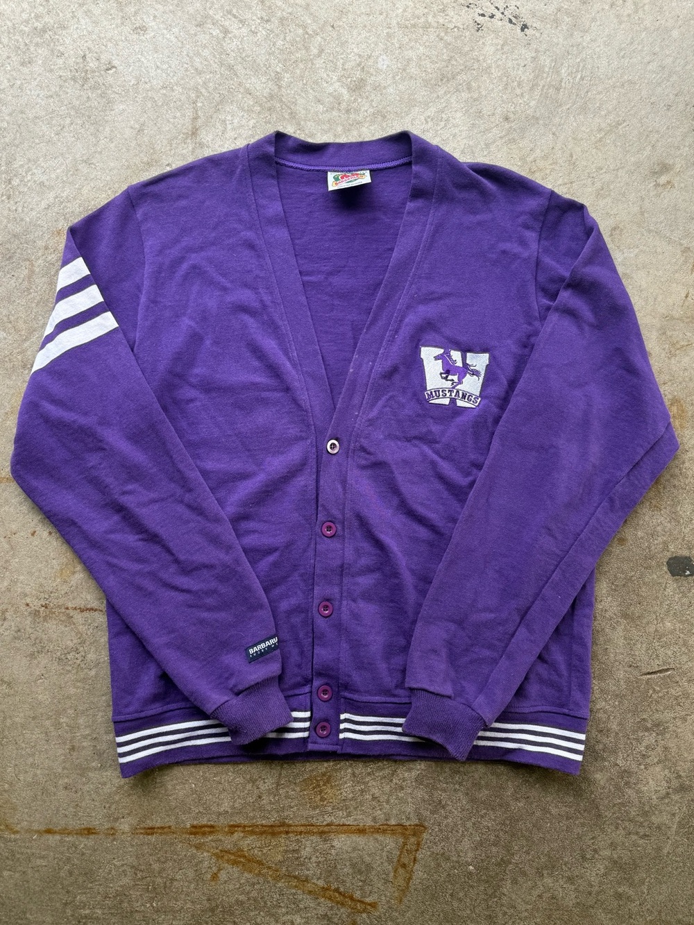 Purple UWO Mustangs V-Neck Button Cardigan Jacket - University of Western